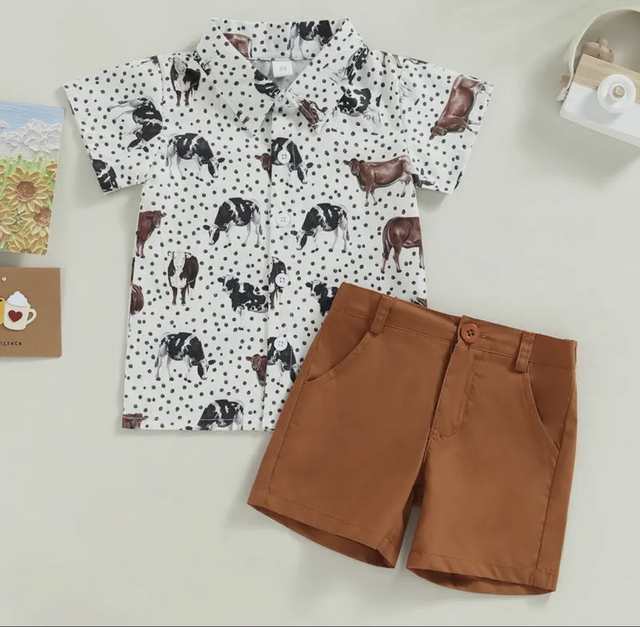 Western Farm Cow Print 2 piece